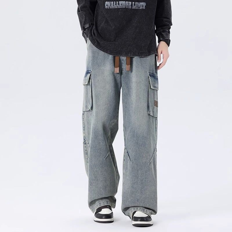 Cargo Pant Wide - بنطلون جينز رجالي واسع الساق بتصميم