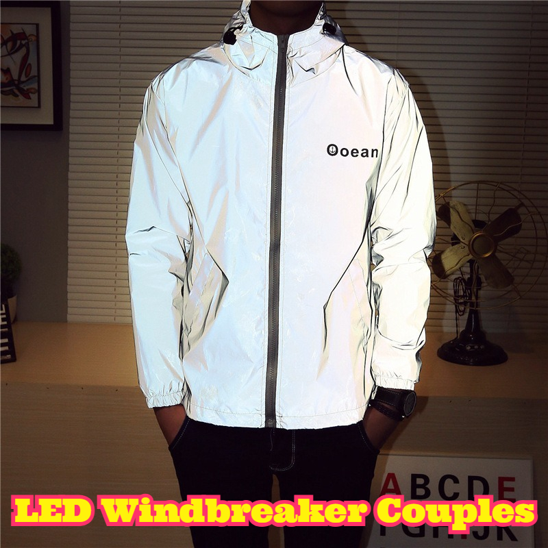 Reflective Jacket Running - LED تضيء سترة واقية الأزواج ركوب