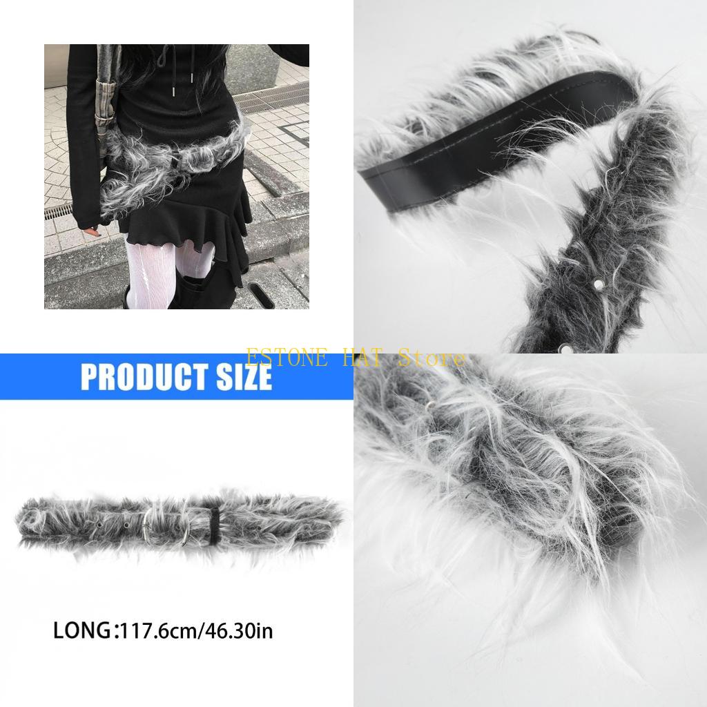 Street Fashion Reference - 49MF حزام فراء فروي أنيق للشارع