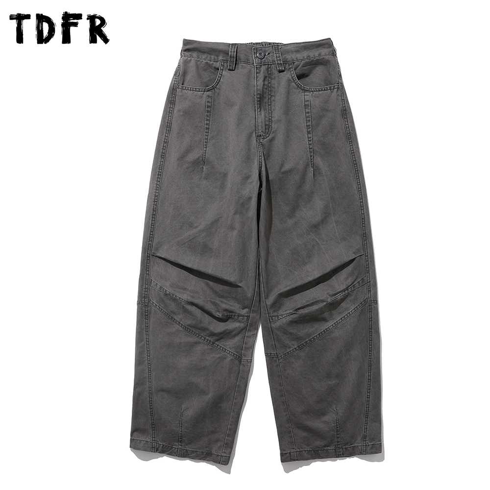 Cargo Pant Wide - غسلها المتعثرة مطوي البضائع السراويل الرجال