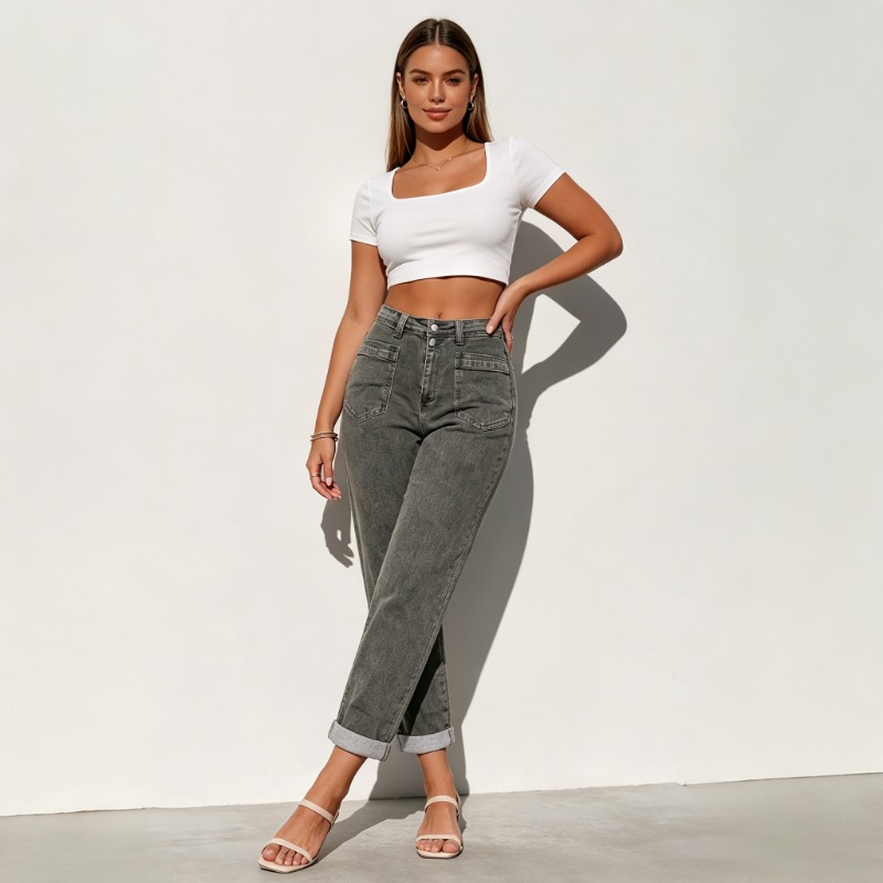 بنطلون جينز نسائي واسع بقصة فض - مراجعة Street Fashion Plus Size وسعره