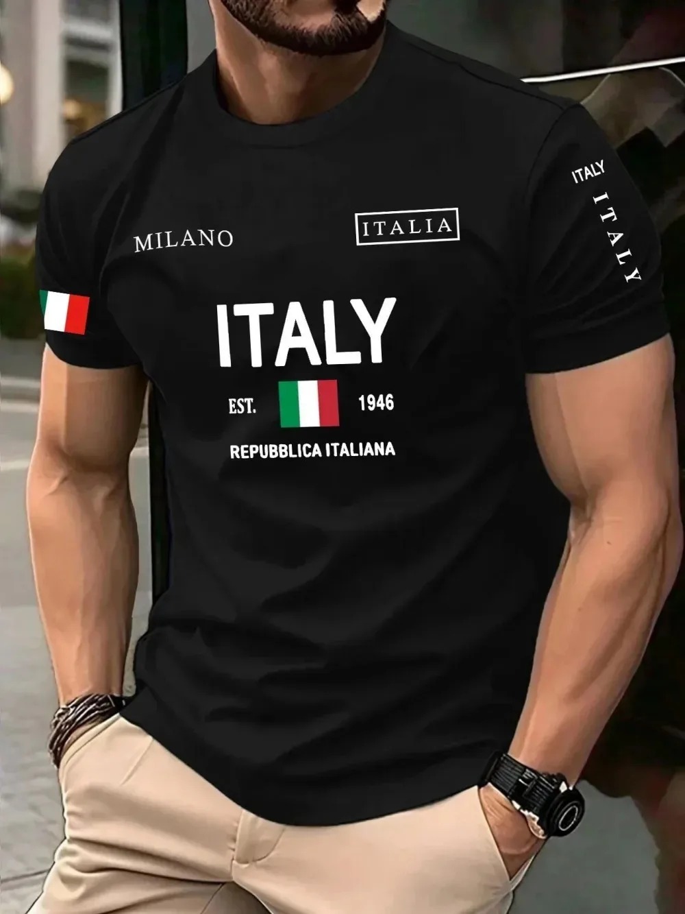 تي شيرت رجالي بتصميم ثلاثي الأ - مراجعة Street Fashion Of Milan وسعره
