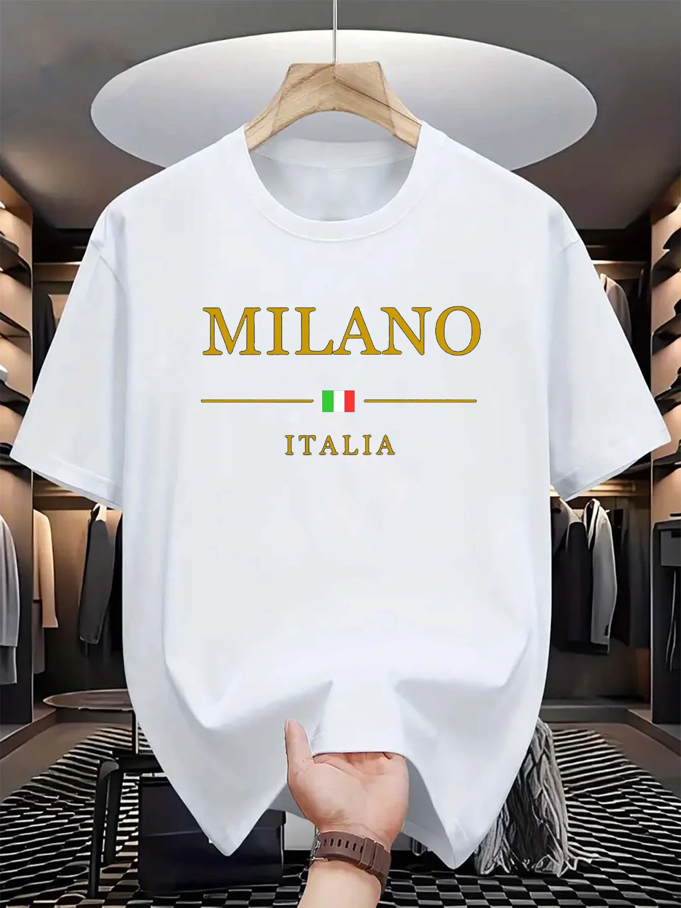 تي شيرت رجالي صيفي مطبوع ثلاثي - مراجعة Street Fashion Of Milan وسعره