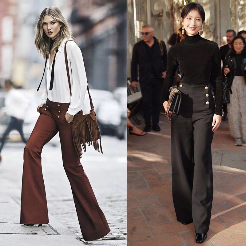 بنطلون نسائي أسود مستقيم الساق - مراجعة Street Fashion Of Milan وسعره